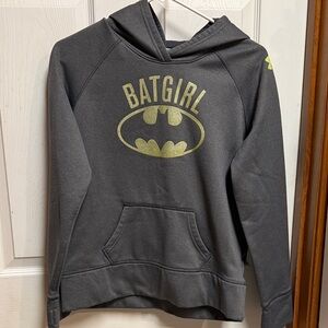 Under Armour Gray Batgirl Hoodie with Gold Logo YXL